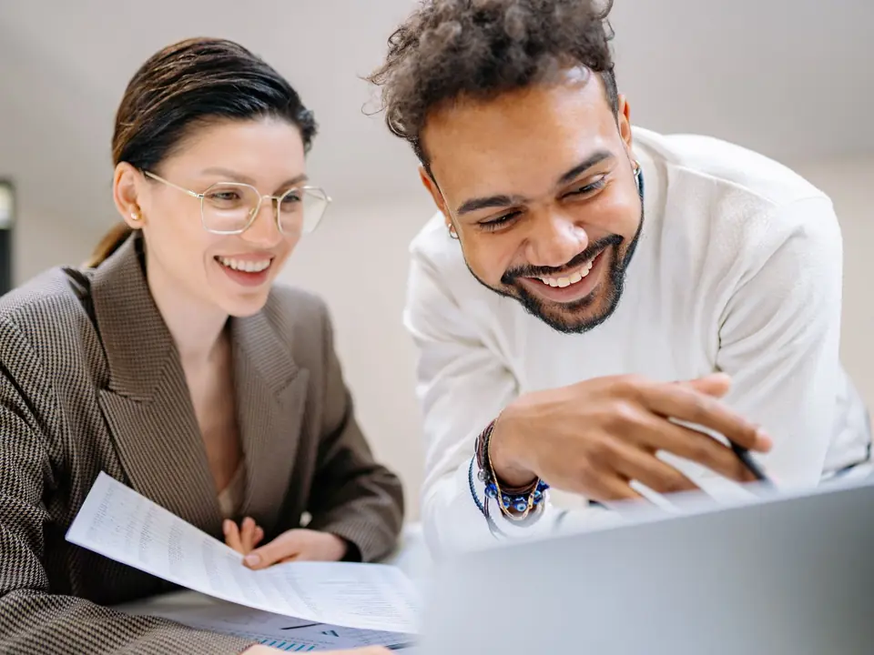 Colleagues collaborating on a project